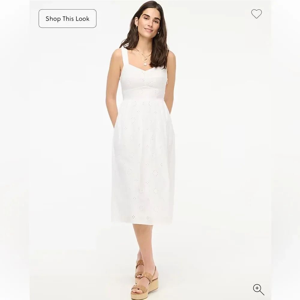 $148 J. Crew Factory Eyelet midi dress White NWT